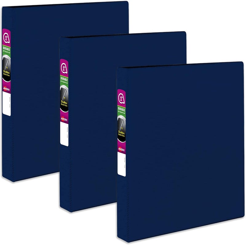 AVERY Durable 3 Ring Binder, 1 Inch Slant Rings, 3 Blue Binders (27251) - Image 1